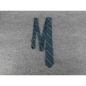 Elan Necktie Mens OS Teal Striped Pure Silk Made in USA Classic Professional